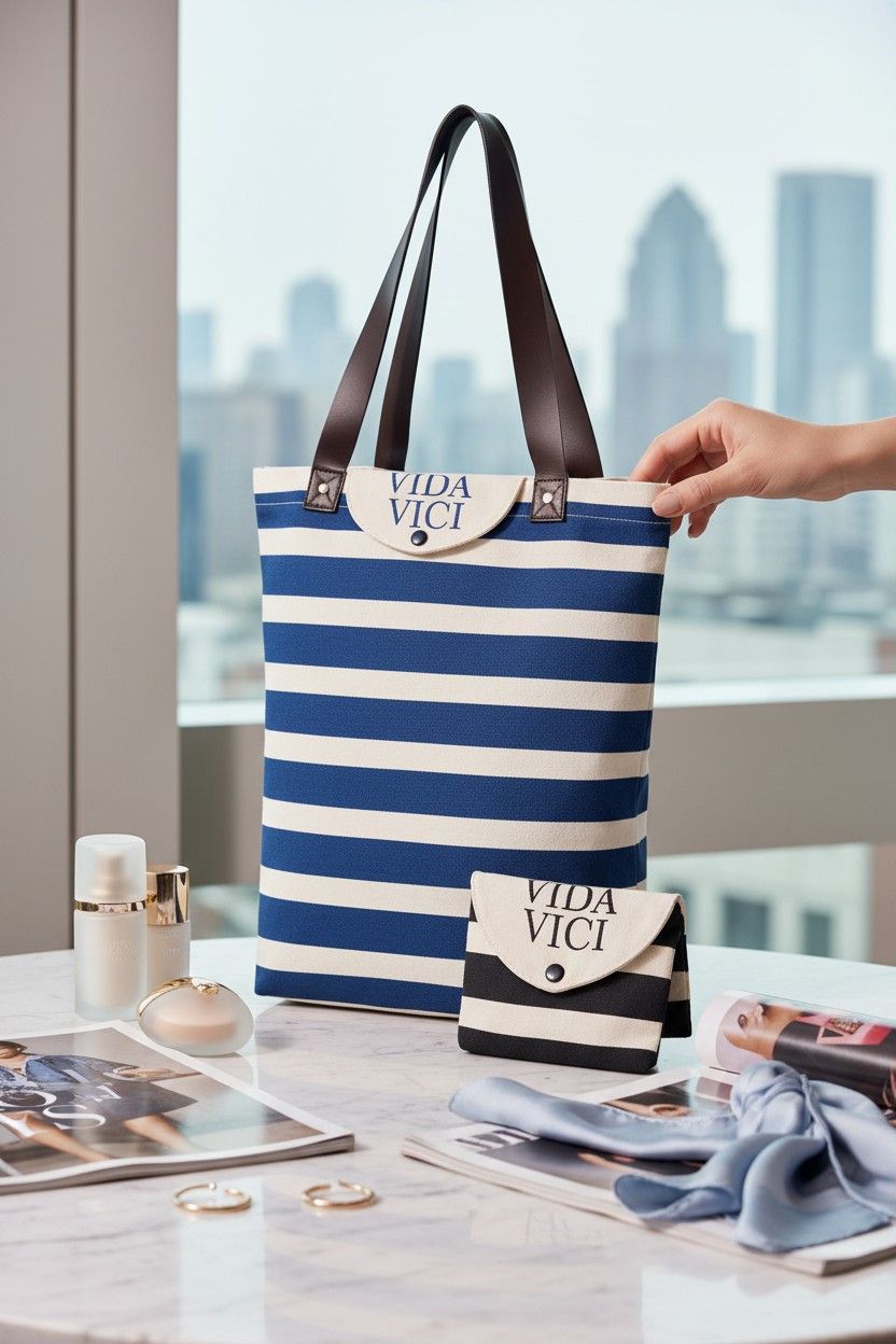Ecobag personalizada com fechamento de aba bot&atilde;o